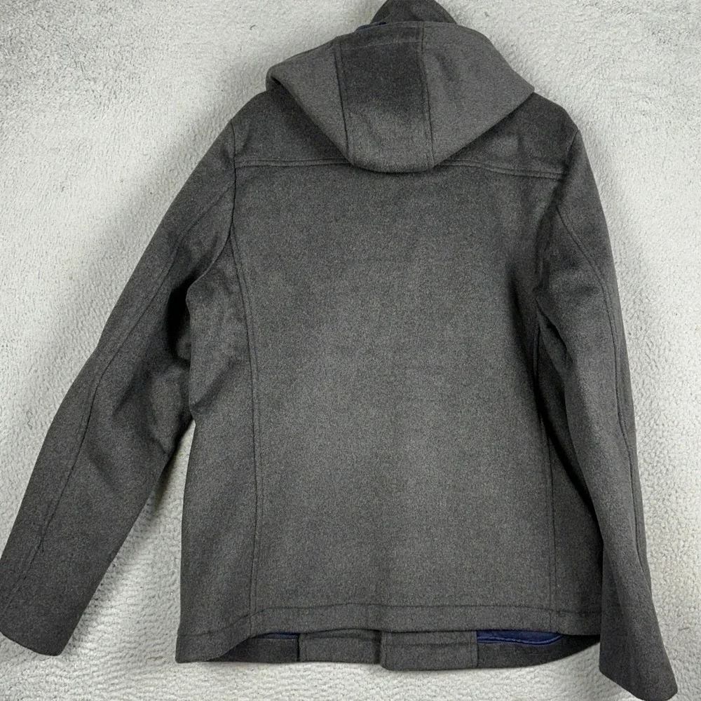Scotch Soda Wool Blend Jacket Mens XL Grey Duffle Pea Coat Hooded Toggle Zip